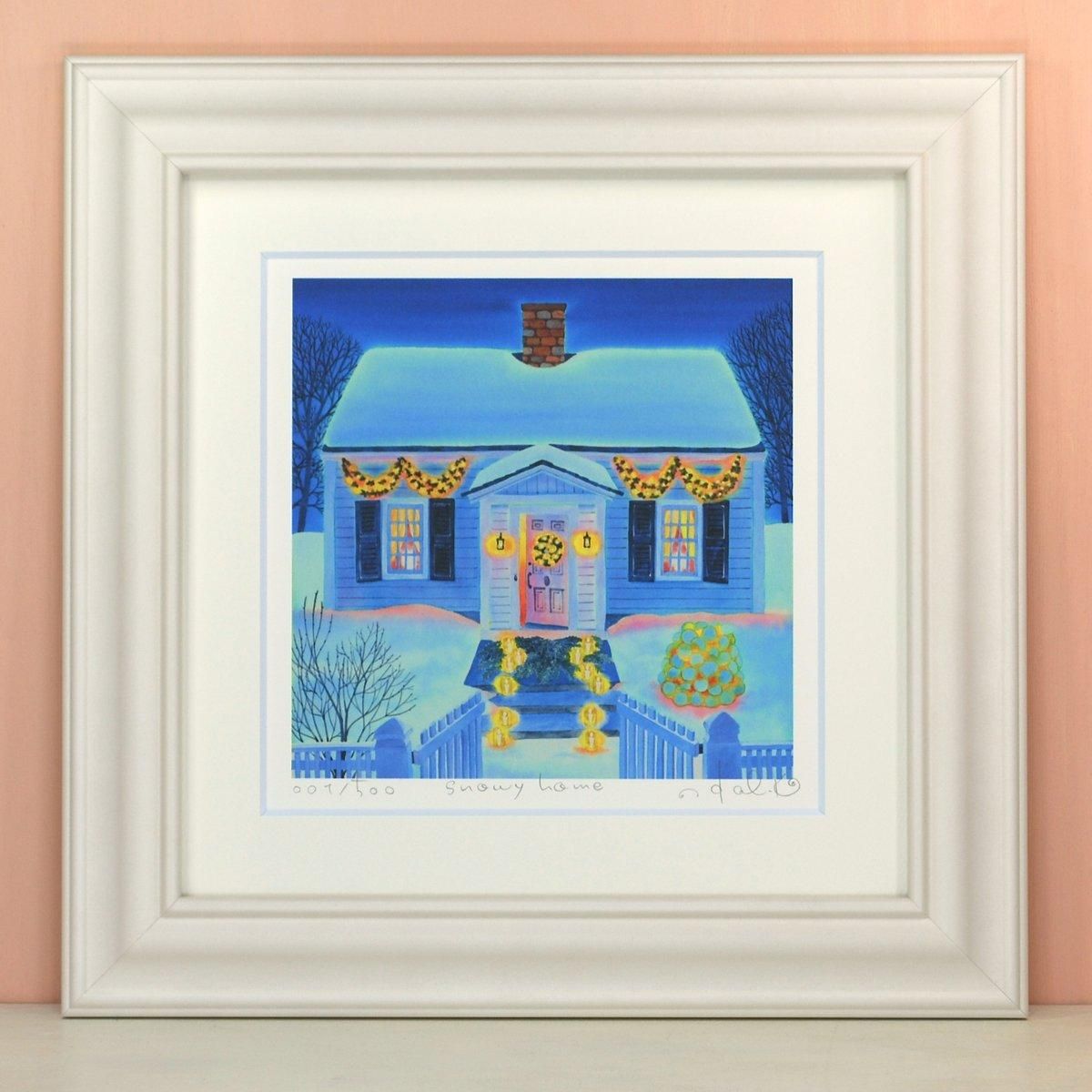 《絵画 水彩画》snowy home〔栗乃木ハルミ くりのきはるみ 〕
