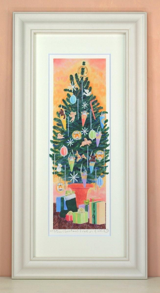 《絵画 水彩画》Christmas tree〔栗乃木ハルミ くりのきはるみ 〕