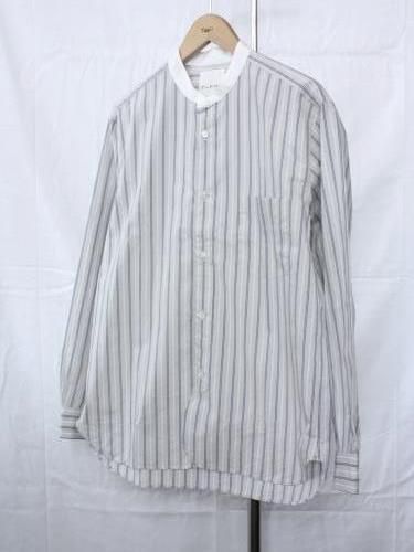 STILL BY HAND バンドカラーシャツ GREY STRIPE mens