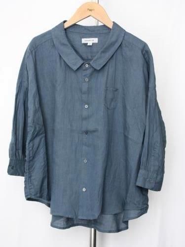Ordinary fits BARBER SHIRTS linen BLUE ladies