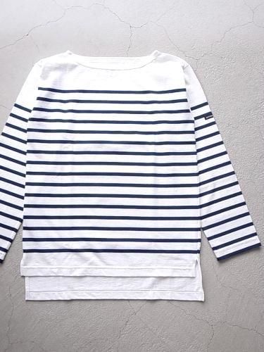 Le minor by DAILY WARDROBE INDUSTRY ボーダーバスクシャツ white × marine unisex