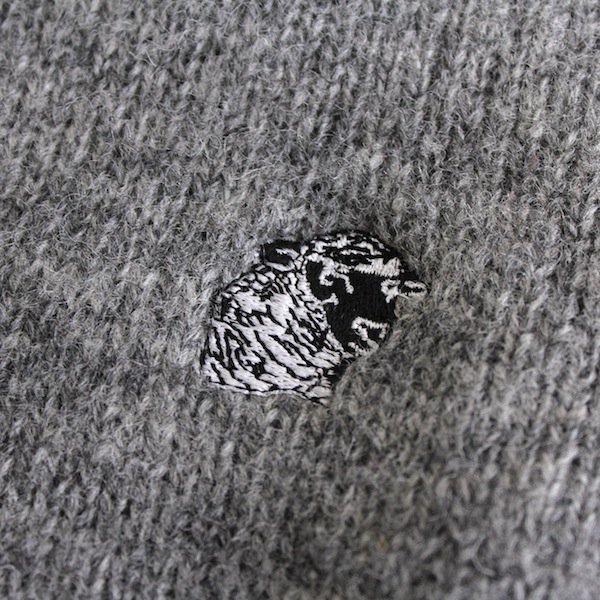 80's~ ウールリッチ ニット 羊刺繍ワンポイント ミックスグレー [Woolrich] - メンズ&レディース 渋谷古着屋 通販