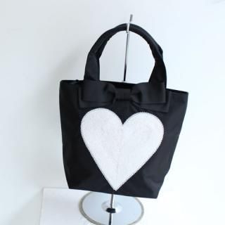 Lou Lou Collection<br>ルルコレクション<br>ブラックベース&ハート<br>トートバッグ M