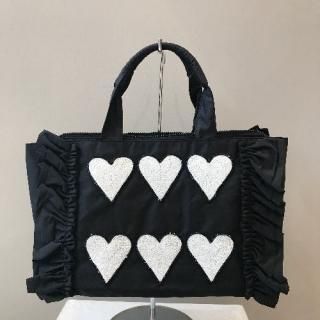 Lou Lou Collection<br>ルルコレクション<br>ブラックベース&ブラックハート(5個)<br>トートバッグ L