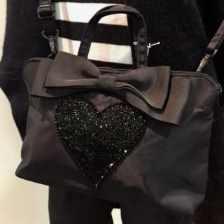 Lou Lou Collection<br>ルルコレクション<br>ブラックベース&ブラックハート<br>クロスボディバッグ(ポシェット)