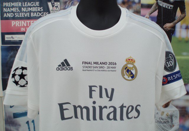 レアル、マドリード（Ｈ）１５/１６ UEFA CL FINAL、 Ｎ＆Ｎ+パッチ３個+マッチデイセット。 - DON VALON