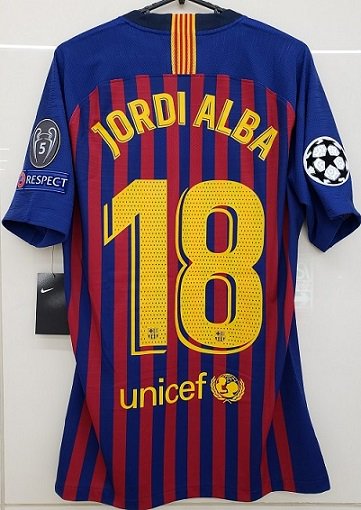 FCバルセロナ（H）１８/１９ 選手支給 UEFA CL用 ジョルディ アルバ＃１８