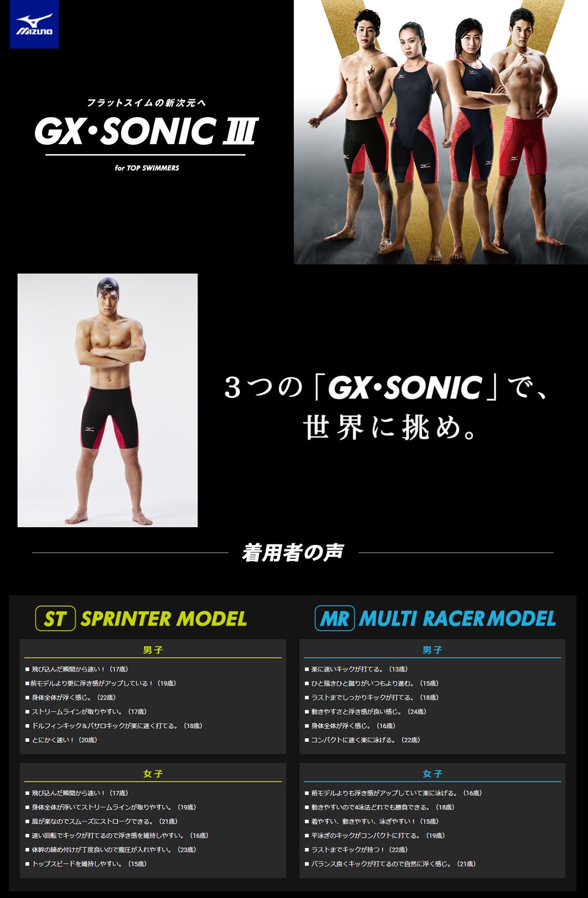N2mb6002 Mizuno ミズノ 競泳水着 Gx Sonic Mr メンズ ハーフスパッツ 競泳水着 水泳用品 専門店 通販スイムショップ トムスポーツ