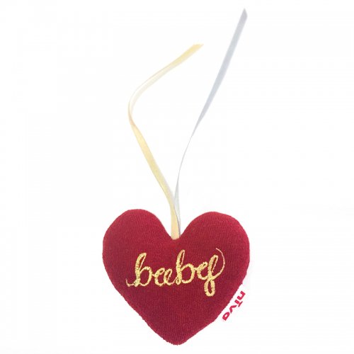 リボン付き鈴入りハート型ラトル／heart toyの商品画像
