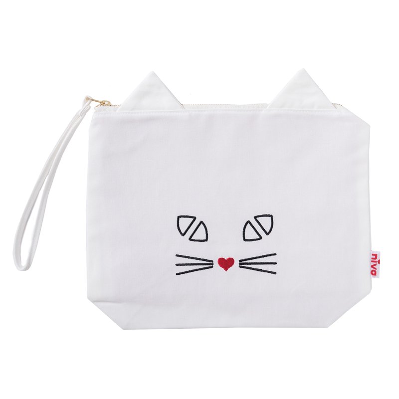 オムツ入れにもコスメポーチにも中撥水ねこ型ポーチ／CAT POUCH（4色展開） - 出産祝い・ベビーギフトブランド【niva】ニヴァ - 日本製 -