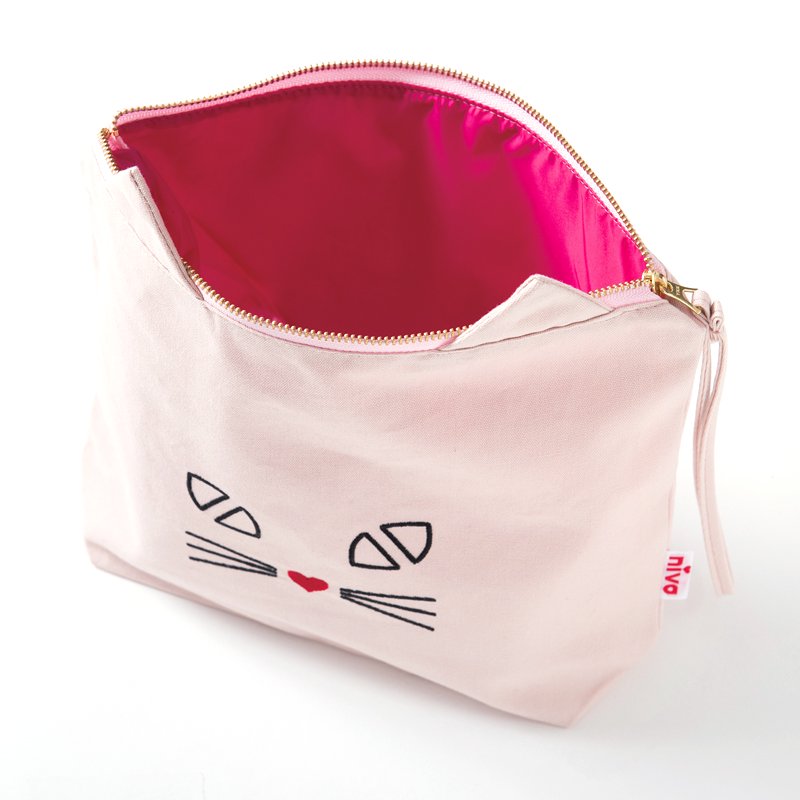 オムツ入れにもコスメポーチにも中撥水ねこ型ポーチ／CAT POUCH（4色展開） - 出産祝い・ベビーギフトブランド【niva】ニヴァ - 日本製 -