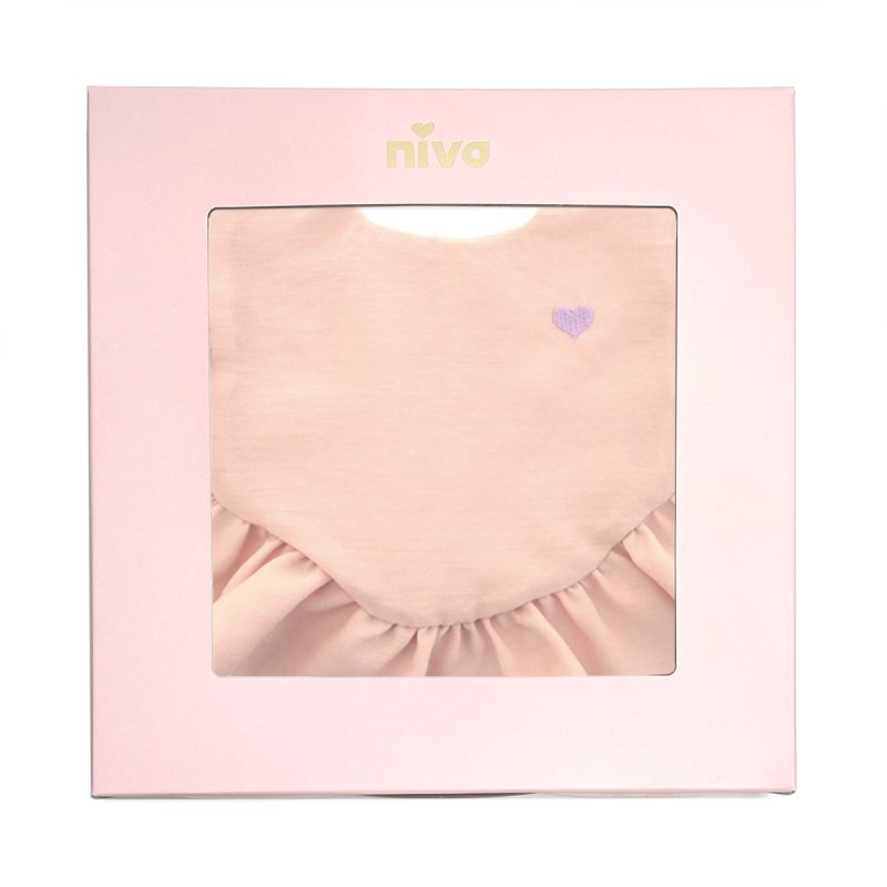 ハート刺繍のフリルスタイ／Heart embroidered frill bib（3色展開） - 出産祝い・ギフトのおしゃれスタイ【niva】ニヴァ  -日本製-