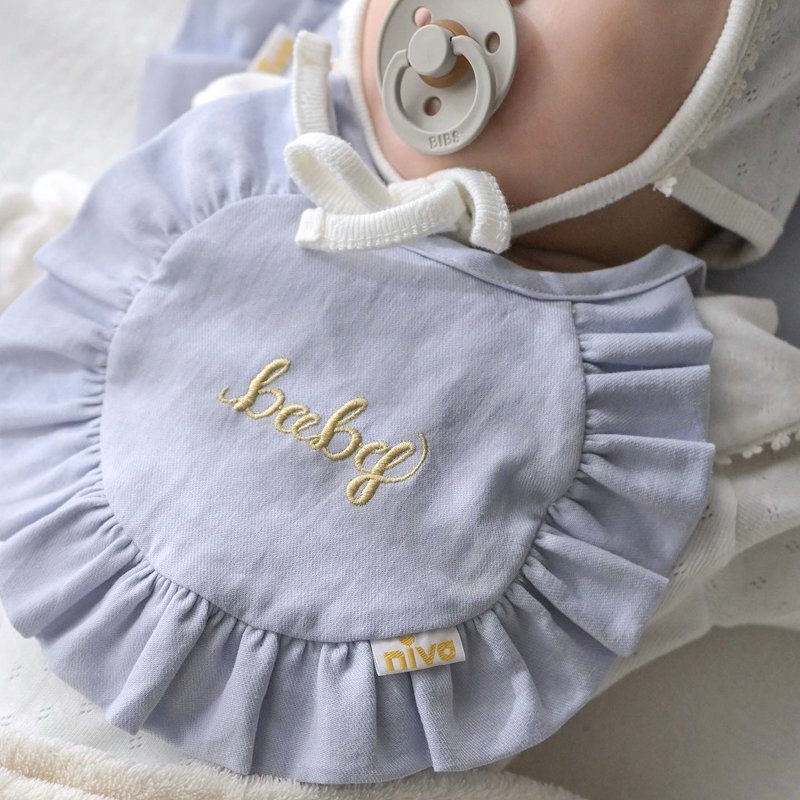 コットンリネンbaby刺繍スタイ／Cotton Linen baby bib（3色展開） - 出産祝い・ベビーギフトブランド【niva】ニヴァ -  日本製 -