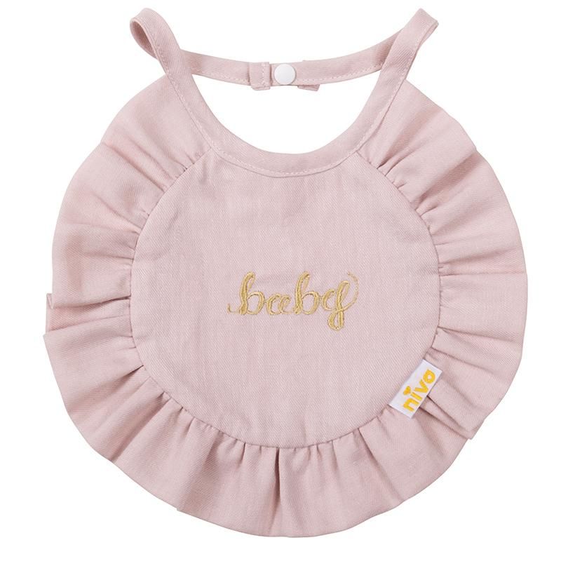 オリジナル コットンリネンbaby刺繍スタイ/Cotton bib(3色展開 baby Linen ギフトセット