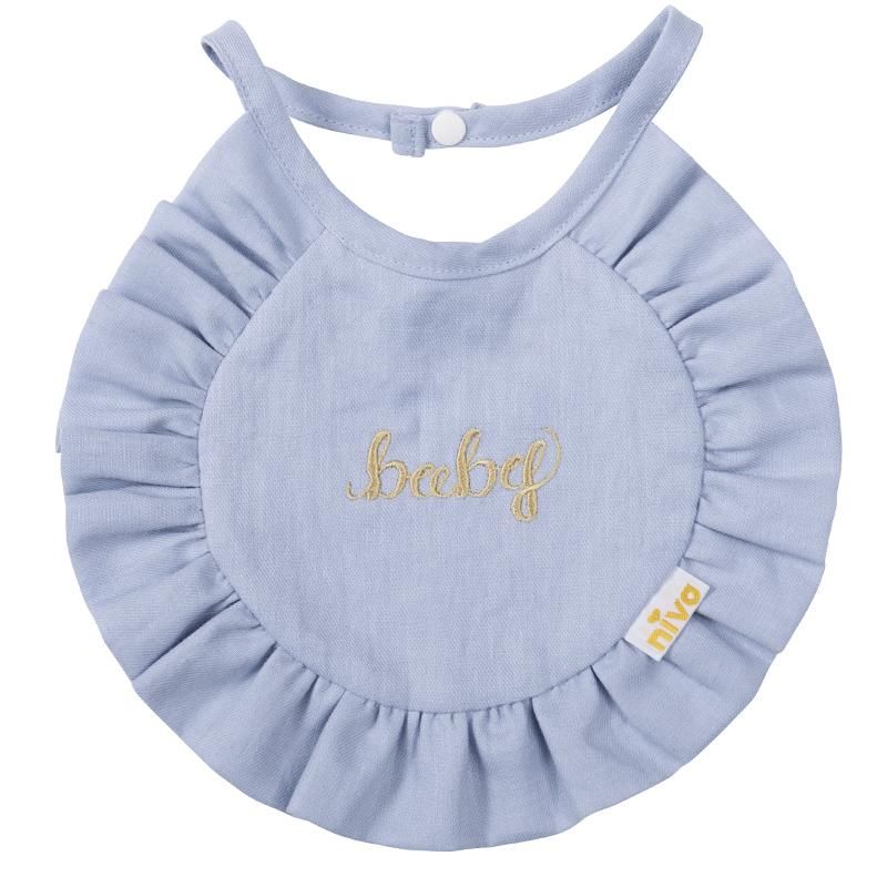 コットンリネンbaby刺繍スタイ／Cotton Linen baby bib（3色展開