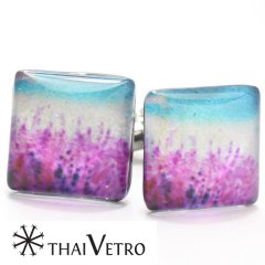【ThaiVetro】カラフルなグラデーションが美しいガラス製カフス（カフスボタン/カフリンクス）