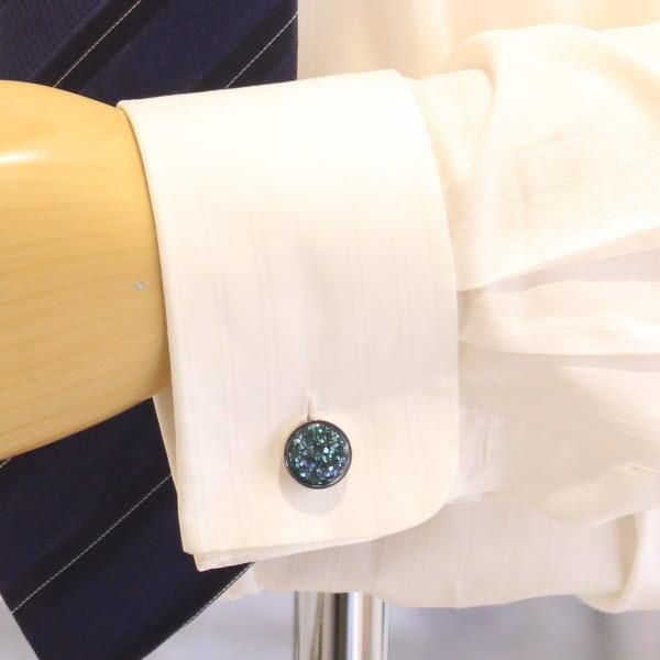 Mt. ARTIGIANO】夜光貝の螺鈿ブルーモザイクカフス