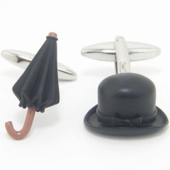 英国紳士の様な帽子と傘のカフス(カフリンクス/カフスボタン)