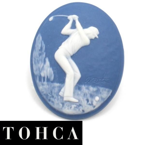 陶華・TOHCA】オーバル・ブルー・ゴルファーのタイタック(ピン
