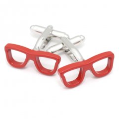 スパイシーなお洒落に赤い眼鏡・サングラスのカフス(カフリンクス/カフスボタン)