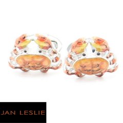 【JanLeslie】シルバー・オレンジグラデーション・蟹のカフス（カフリンクス/カフスボタン）