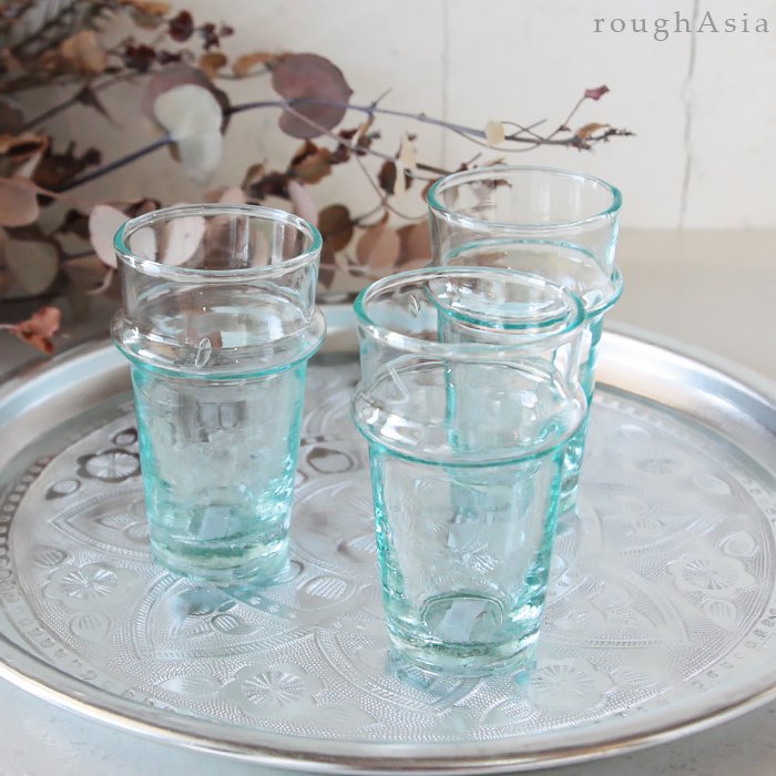 モロッコのリサイクルガラスのミントティーグラス 12cm アジアの台所用品や雑貨小物 アジアン雑貨ショップ ラフエイジア