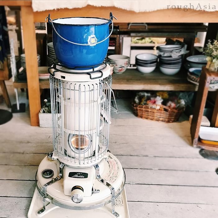 タイ》青いホーローバケツ フタ付｜ Lサイズ 18cm／ハンドルあり