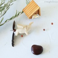 タイ／木製モビール　ゾウと家