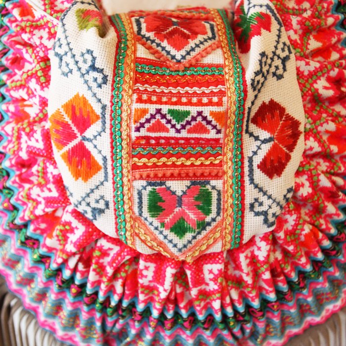 モン族 古布 刺繍 エスニック リメイク トートパッグ 山岳民族 - バッグ