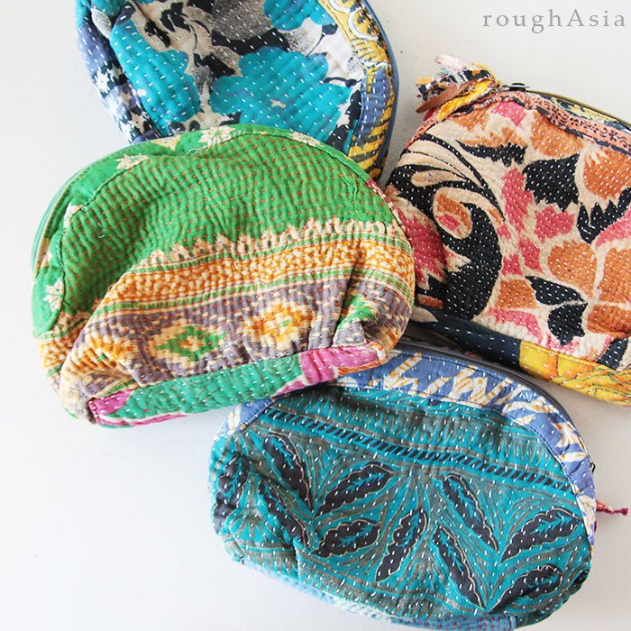 グドゥリー刺繍 コットンポーチ4色｜ アジアの台所用品や雑貨小物 アジアン雑貨ショップ ラフエイジア