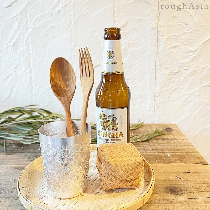 タイ》木製チークウッド スプーン＆フォーク｜アジアの台所用品