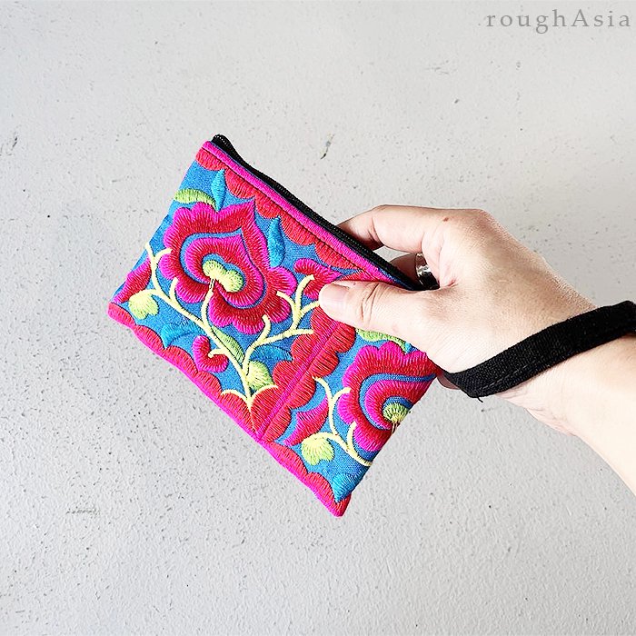 タイ》モン族 民族刺繍ポーチ 3色｜アジアの台所用品や雑貨小物