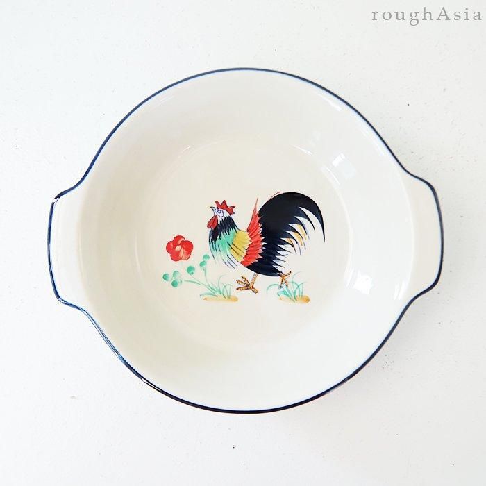 タイ》シラパナコン ニワトリ柄 両耳付き 17cm アジアの食器