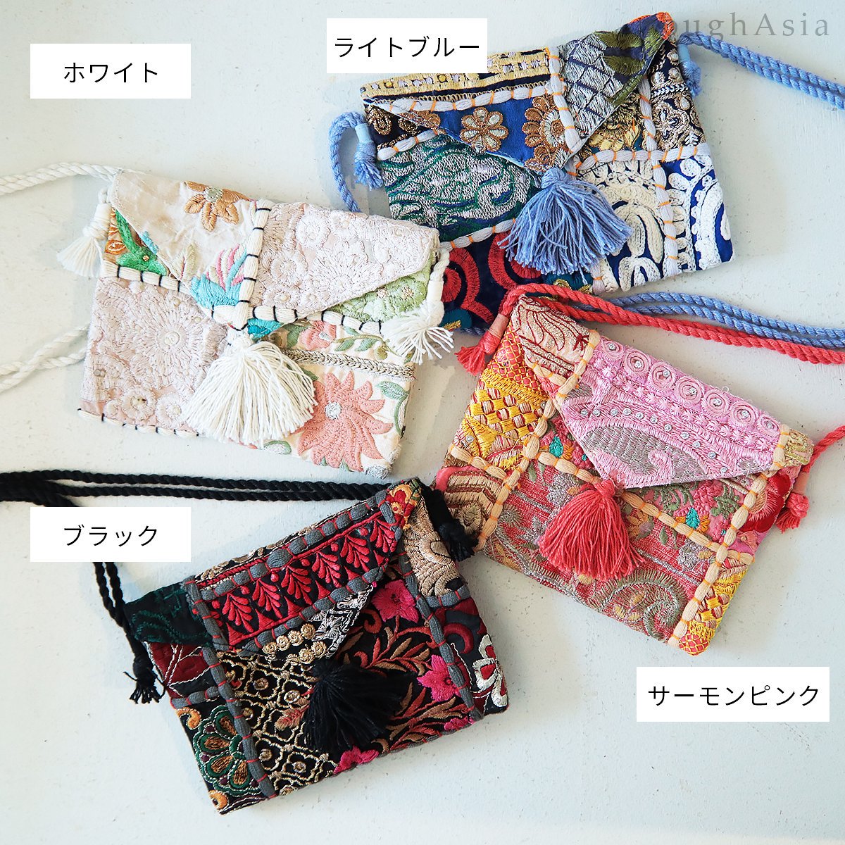 インド》 カンバディア刺繍 ミニポシェット｜ラフエイジア アジアの日用品や雑貨