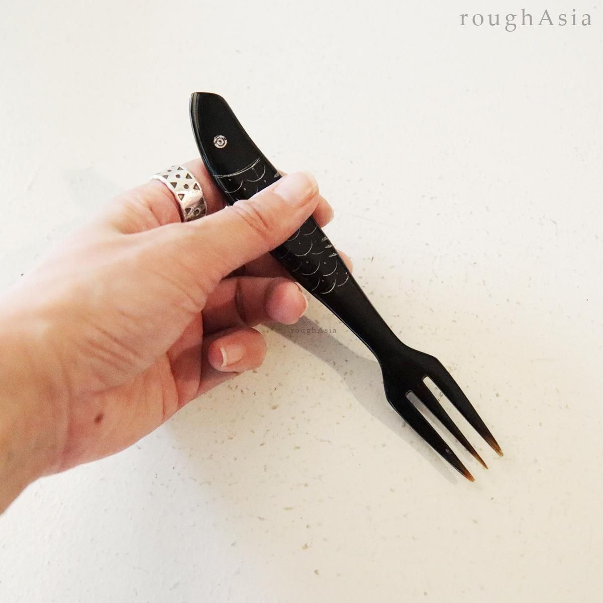 ベトナム》水牛ホーンのスプーンorフォーク 16cm｜アジア雑貨 ラフエイジア