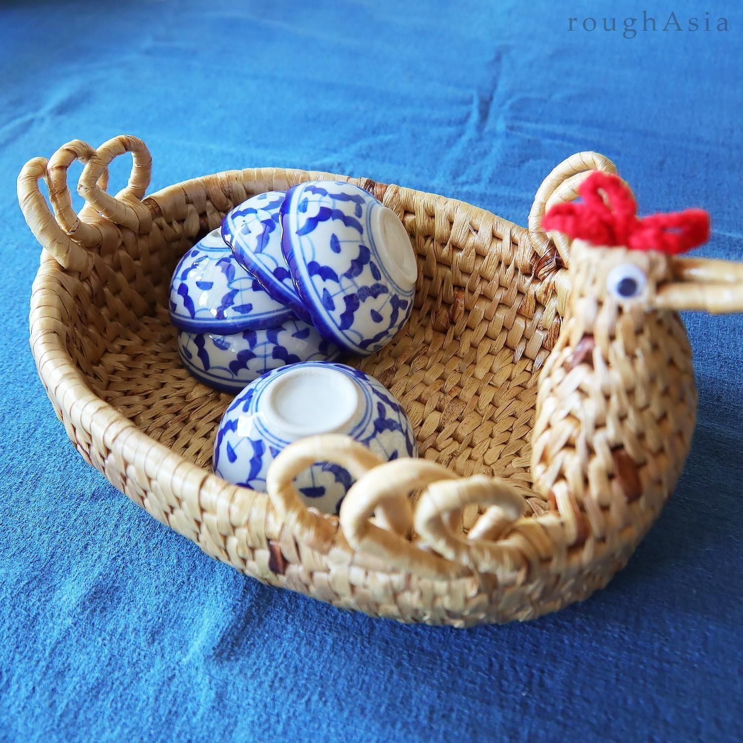 タイ》ブルー＆ホワイト パイナップル柄 ミニボウル｜アジアの台所用品