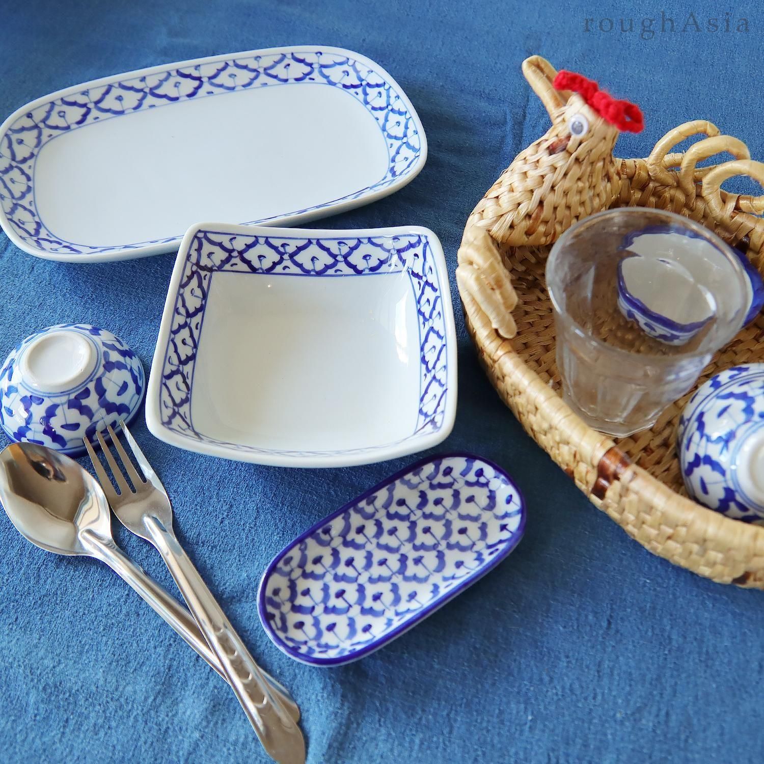 タイ》ブルー＆ホワイト パイナップル柄 ミニボウル｜アジアの台所用品