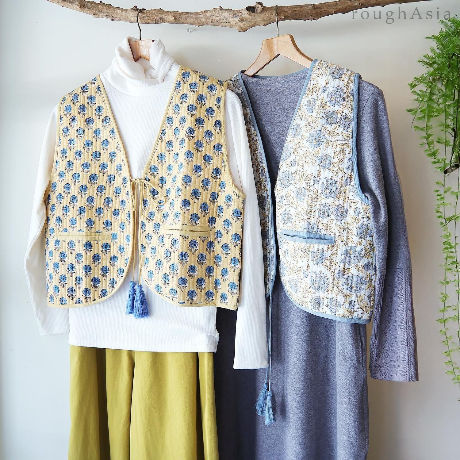 ブロックプリントキルトベスト