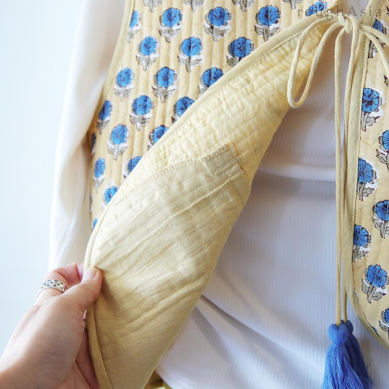 インド ブロックプリントキルトベスト2色 | タイやアジアの雑貨