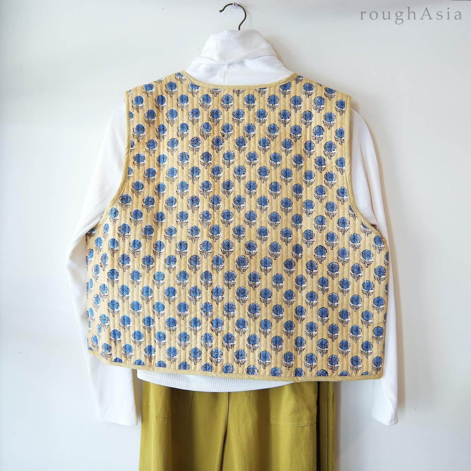 インド ブロックプリントキルトベスト2色 | タイやアジアの雑貨