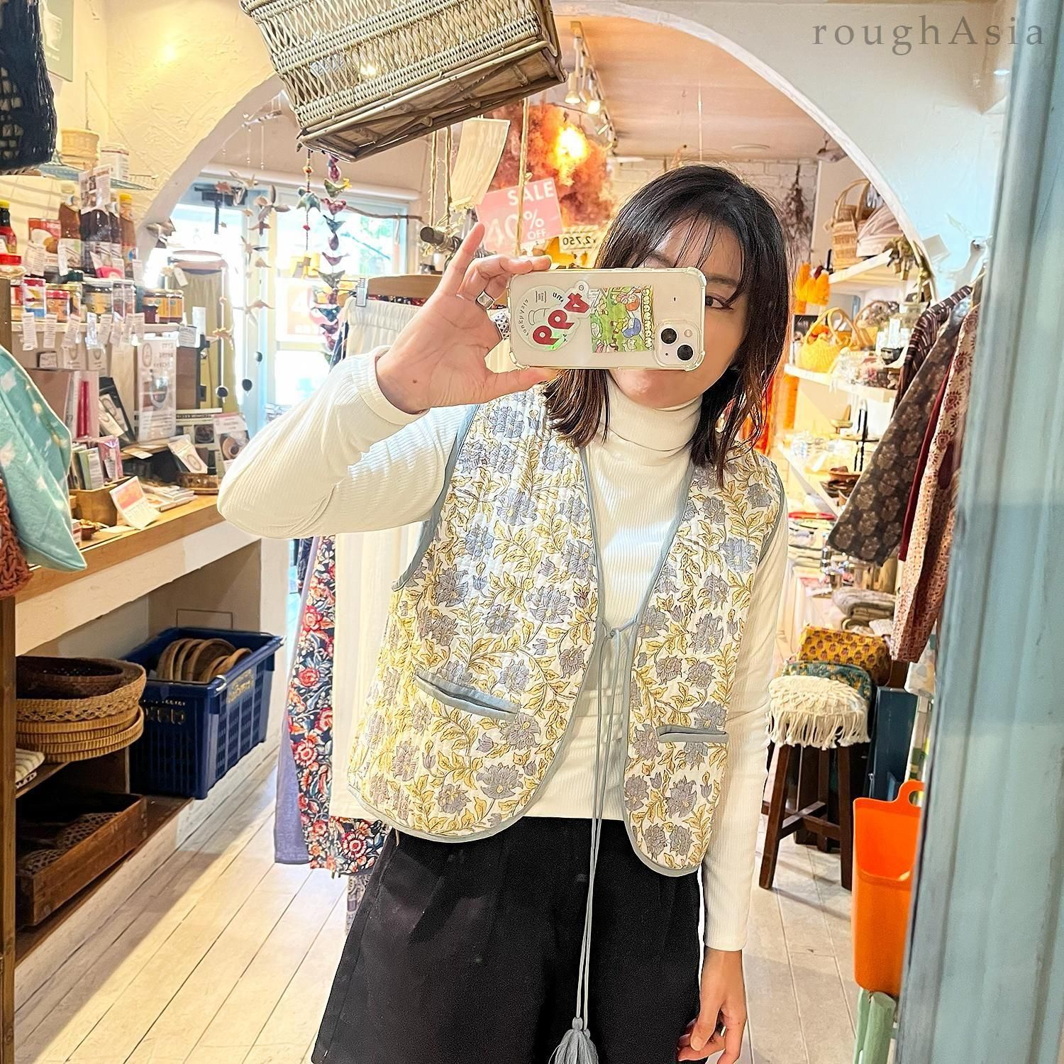 ブロックプリントキルトベスト