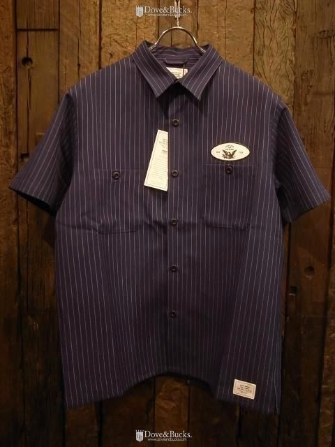 CRIMIE ストライプワーク半袖シャツ SALE 40%OFF】CRIMIE WORK STRIPE SHIRT BLUE/GRAY(クライミー