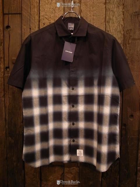 APPLEBUM / BLACK DYE OMBRE CHECK SHIRT [BLACK × WHITE × BLUE