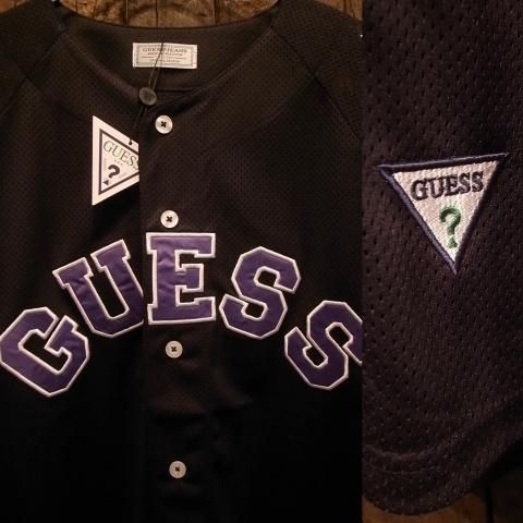 絶対一番安い GUESS GREEN LABEL / BASEBALL LOGO MESH SHIRT [BLACK トップス