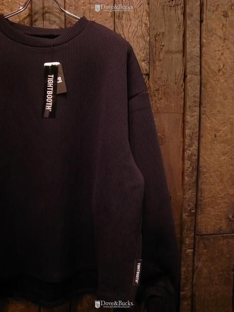 TIGHTBOOTH / WAFFLE CREW KNIT [BLACK] - THINKTANK ltd