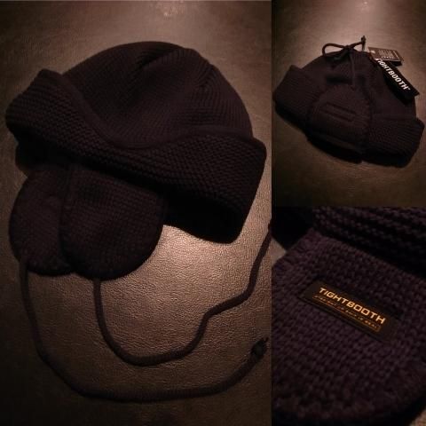 TIGHTBOOTH 耳あて付きニット帽 ブラック TIGHTBOOTH 黒 ニット帽 耳あて付き