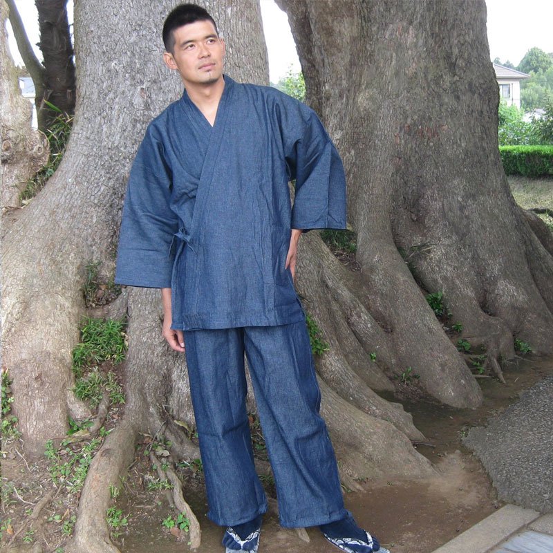 デニム作務衣(紺） - 甚平・作務衣・雪駄の通販ならオリジナル製作専門