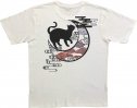 [江戸てん]Tシャツ 6.8オンス 和柄 味のあるスラブ生地に抜染しました メンズ M〜XXLまで 猫柄   猫と月雲 カラー
