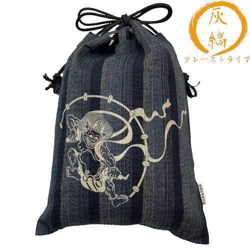 江戸てん] 信玄袋 抜染柄入り 合切袋 合財袋 綿100％ しじら生地 巾着