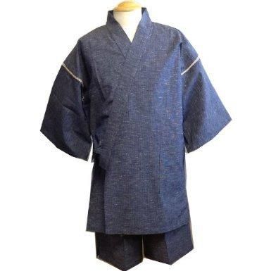 紬甚平 江戸てん］生地がしっかりしています。日本紬織り甚平(つむぎ